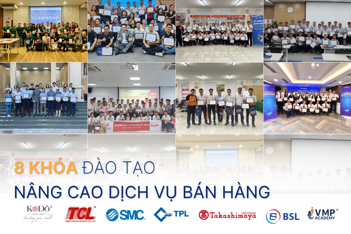 tổ chức 08 khóa đào tạo nâng cao dịch vụ bán hàng dành cho các doanh nghiệp bao gồm: Dcorp Global, TCL Logistics và ADC, BSL, Takashimaya, SMC. tổ chức 08 khóa đào tạo nâng cao dịch vụ bán hàng dành cho các doanh nghiệp bao gồm: Dcorp Global, TCL Logistics và ADC, BSL, Takashimaya, SMC.
