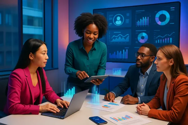 HR professionals using technology for strategic workforce planning and development.