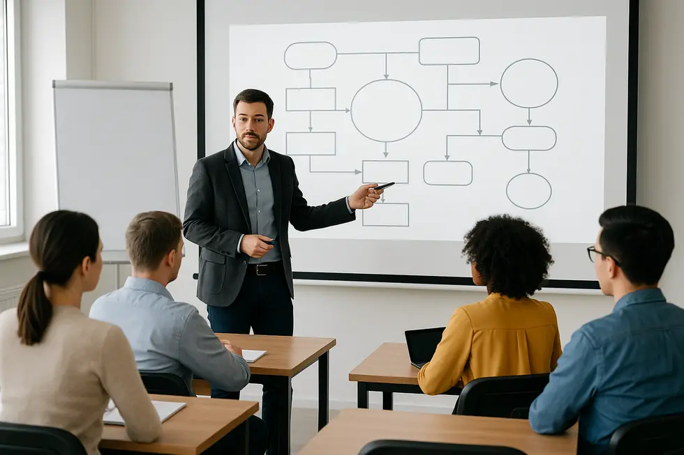 Giảng viên nội bộ truyền tải kiến thức chuyên môn một cách hiểu quả.