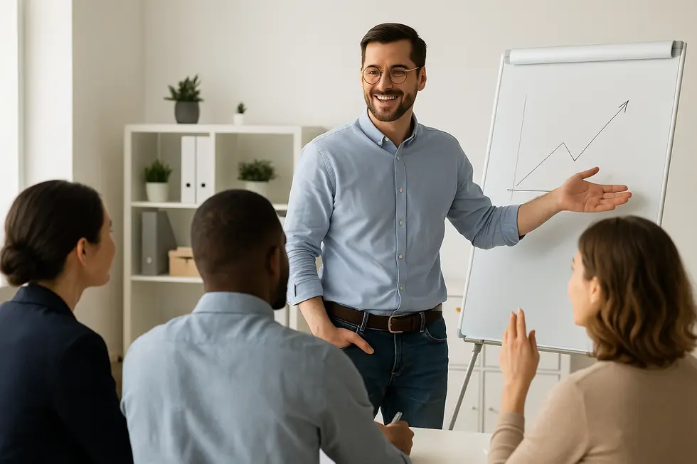 Một buổi đào tạo giảng viên nội bộ tập trung vào trao đổi kiến thức và phát triển kỹ năng.