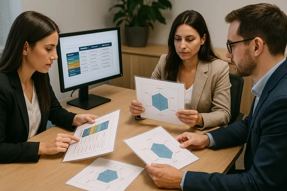 HR professionals utilizing ASK model through visual tools.