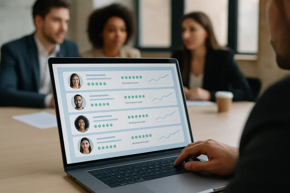 HR professionals utilizing ASK model through visual tools.