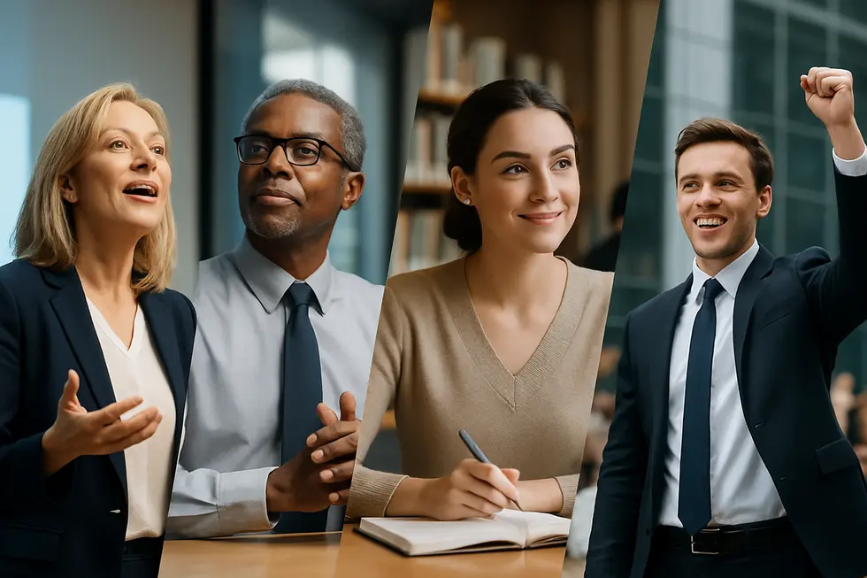 A series of influential leaders embodying inspirational leadership in various contexts.