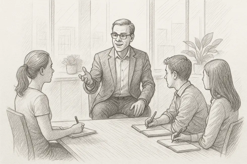Chuyên gia Coaching đang hướng dẫn một nhóm nhân viên.