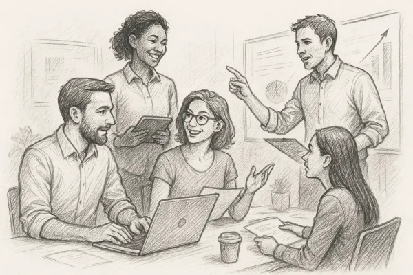 Đội nhóm hiệu suất cao với sự đa dạng và công nghệ trong môi trường làm việc tích cực.