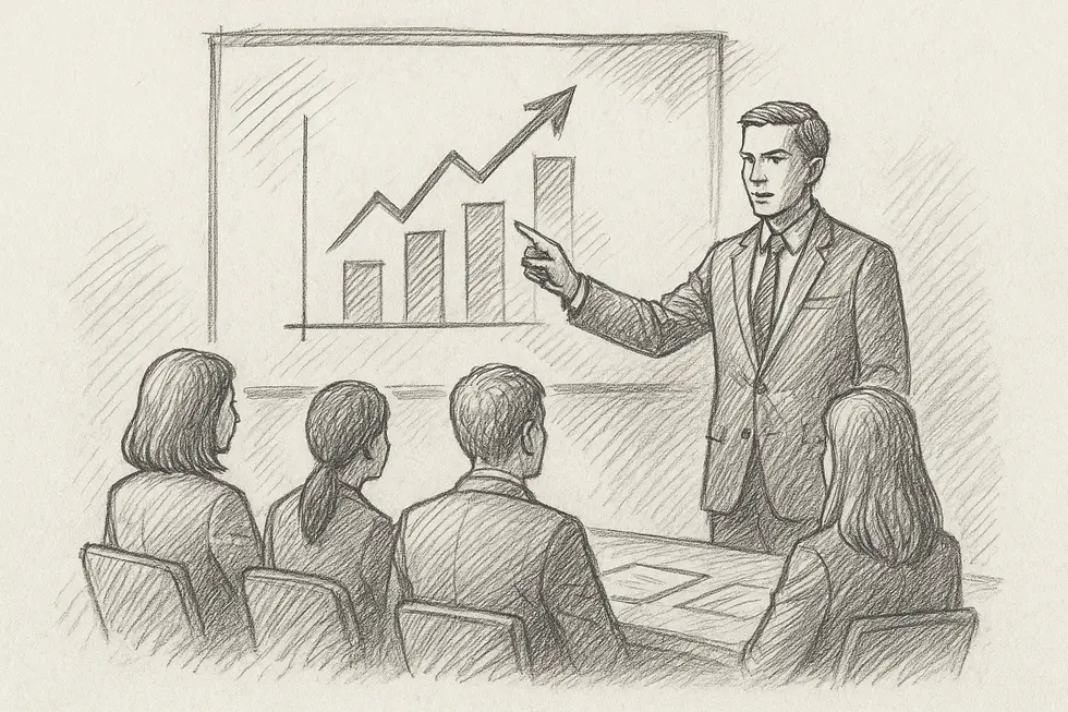 Một người quản lý đang phân tích và hoạch định chiến lược.