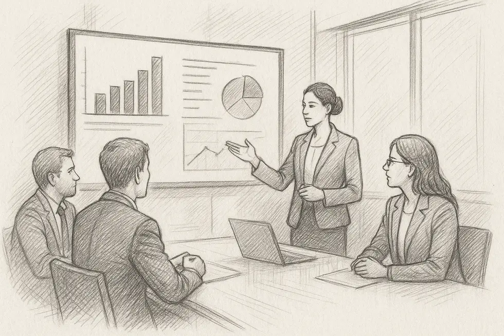 Quy hoạch đội ngũ kế thừa qua cuộc họp chiến lược tại văn phòng hiện đại.