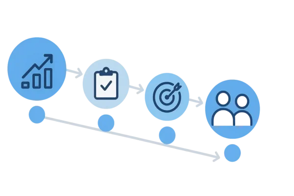 Đội ngũ quản lý và nhân viên đồng hành phát triển hiệu suất, đứng cạnh nhau trong văn phòng hiện đại, tươi vui, chuyên nghiệp.