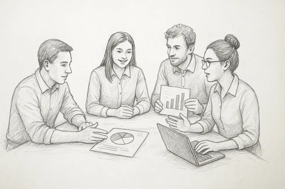 Nhóm thảo luận đánh giá hiệu quả sau đào tạo với các công cụ đo lường tiên tiến.