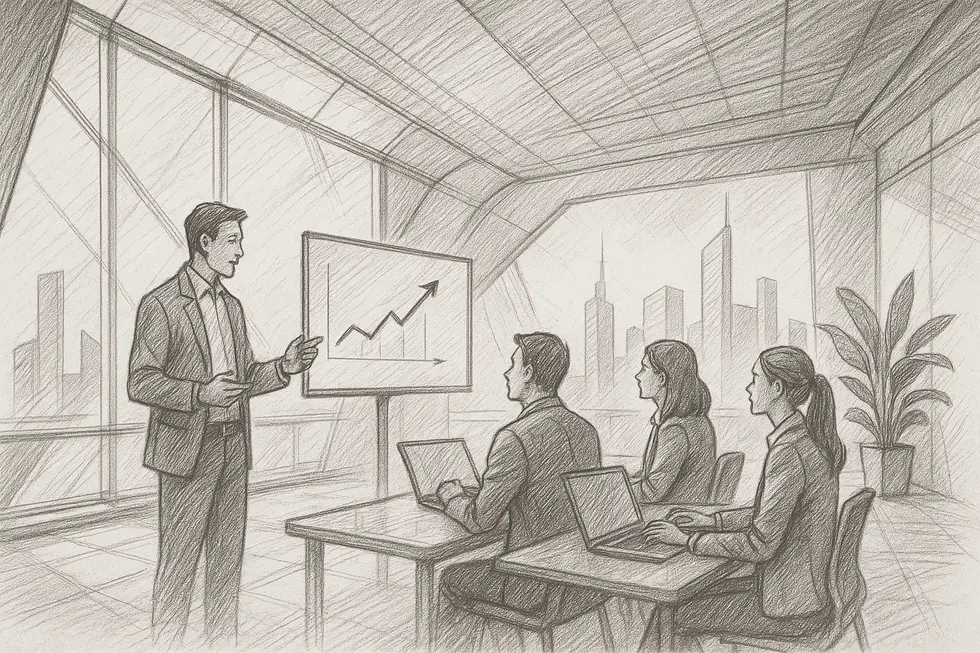 Đội ngũ năng động trong môi trường doanh nghiệp tham gia đào tạo nội bộ hiệu quả.