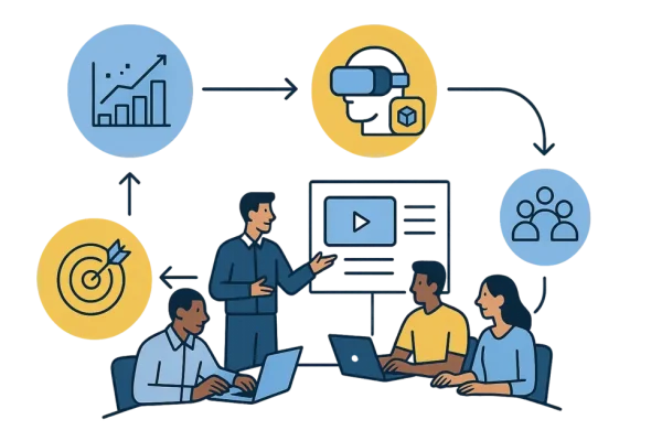 Hình ảnh toàn cảnh khóa đào tạo hiện đại với nhân viên và công nghệ tiên tiến.