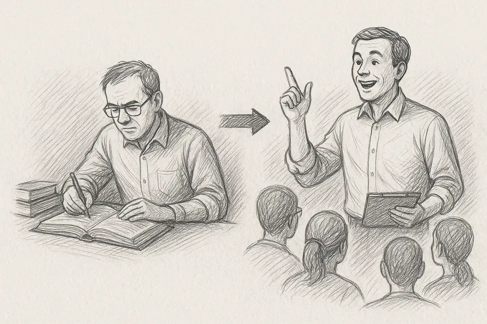 Hình ảnh minh họa sự chuyển đổi từ chuyên gia đến trainer.