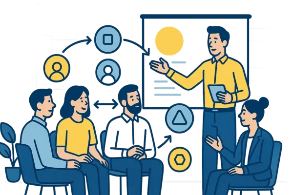 Không gian đào tạo tích cực với sự tham gia của các cấp quản lý, trainer và lãnh đạo.