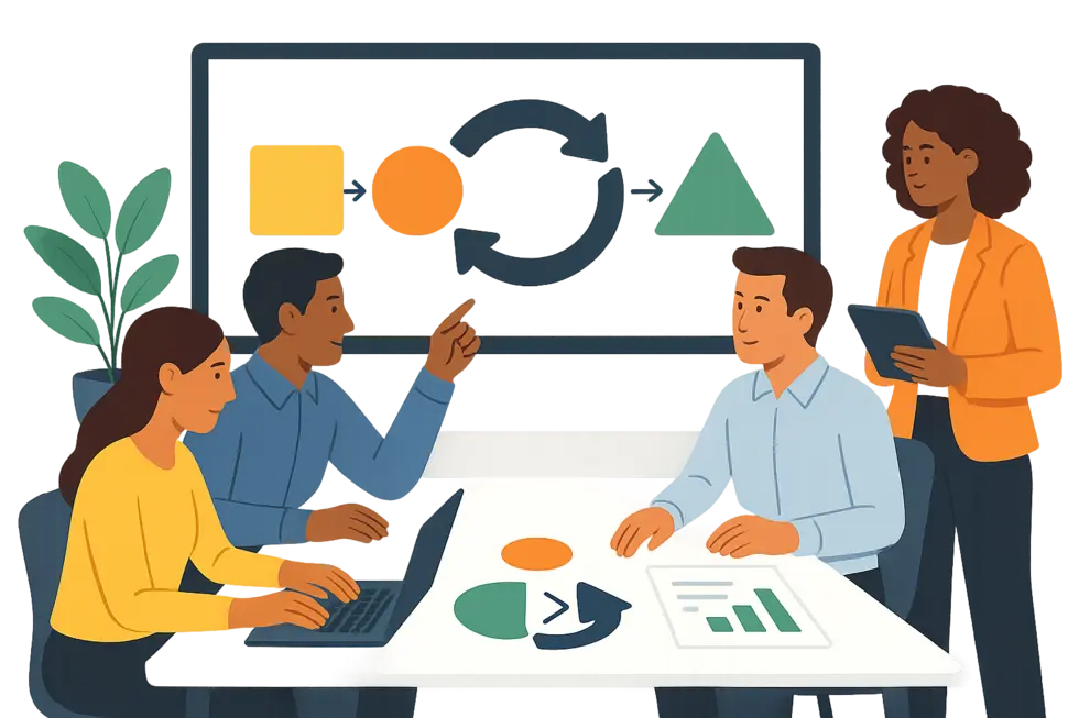 Nhóm nhân viên cùng xây dựng chương trình đào tạo In-house phù hợp thực tiễn doanh nghiệp.