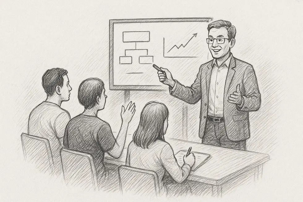 Nhóm thảo luận đánh giá hiệu quả sau đào tạo với các công cụ đo lường tiên tiến.