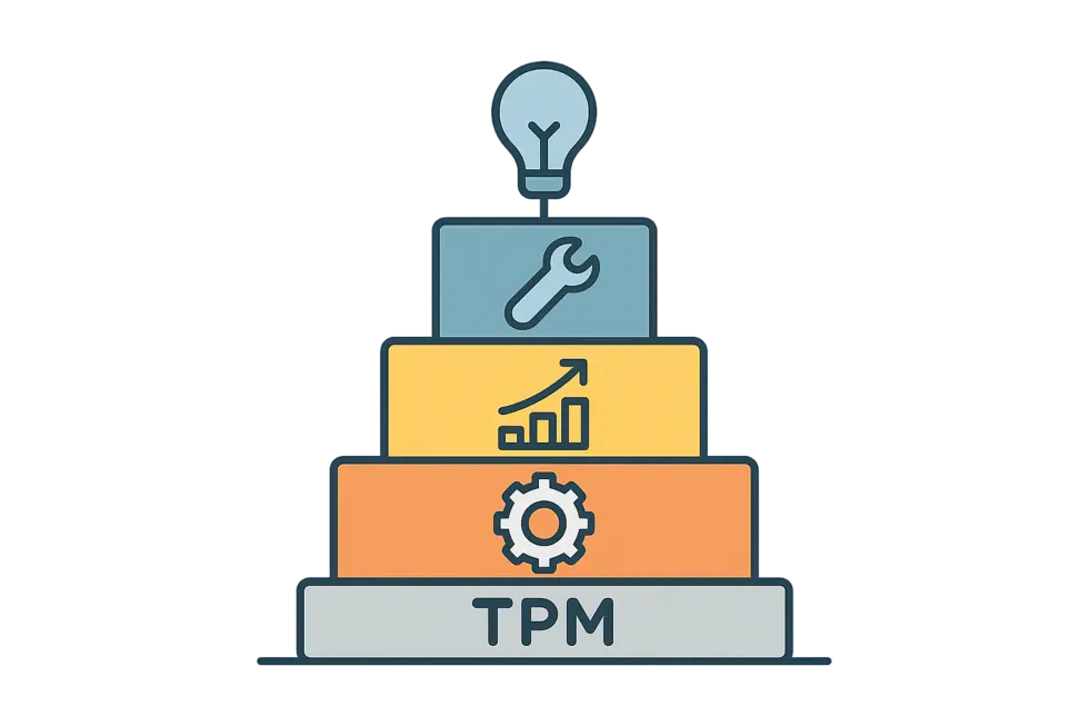 Nhóm công nhân và quản lý tham gia vào quy trình TPM.