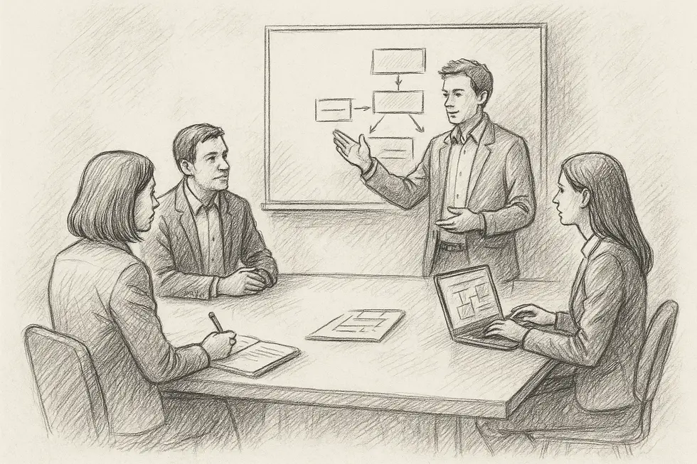 Nhóm chuyên gia đang tùy chỉnh nội dung đào tạo theo nhu cầu doanh nghiệp.