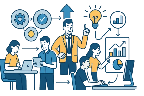 Hình ảnh văn phòng năng động với một đội ngũ làm việc hiệu quả.