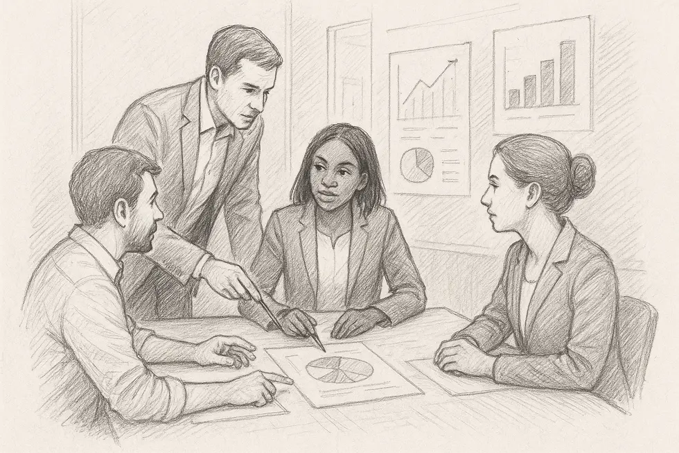 Các chuyên gia đánh giá nhu cầu và chuẩn bị trước đào tạo.