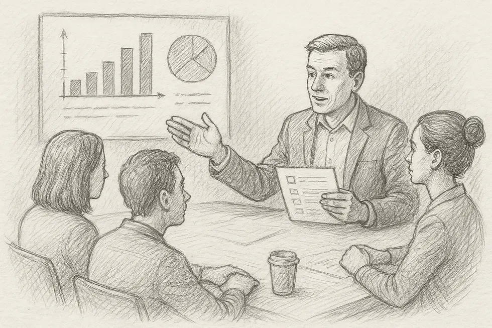 Các chuyên gia đánh giá nhu cầu và chuẩn bị trước đào tạo.