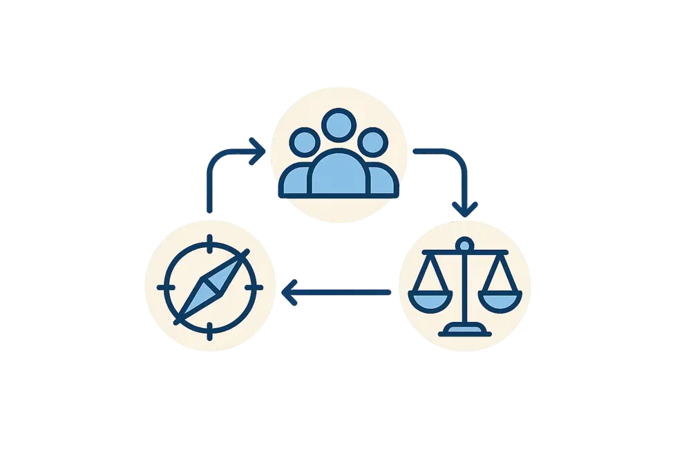 Collage hình ảnh đại diện cho chất lượng lãnh đạo.