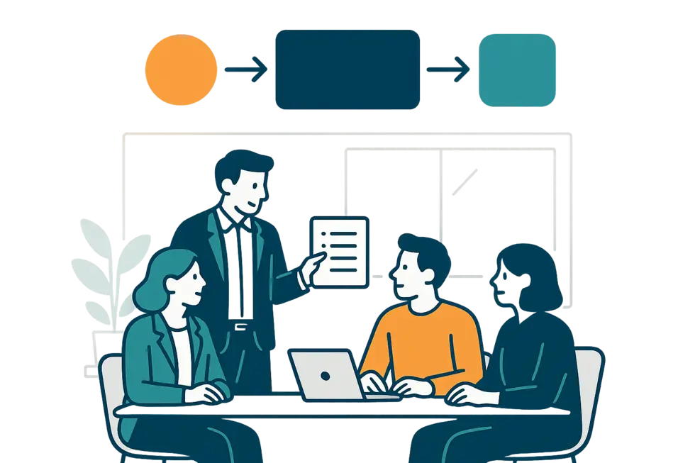 Người quản lý đào tạo thảo luận chiến lược cùng đồng nghiệp.