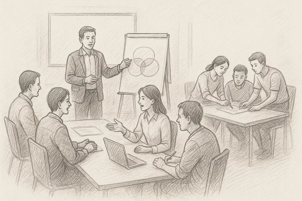 Diễn giả chia sẻ tại một hội thảo về đào tạo nội bộ.