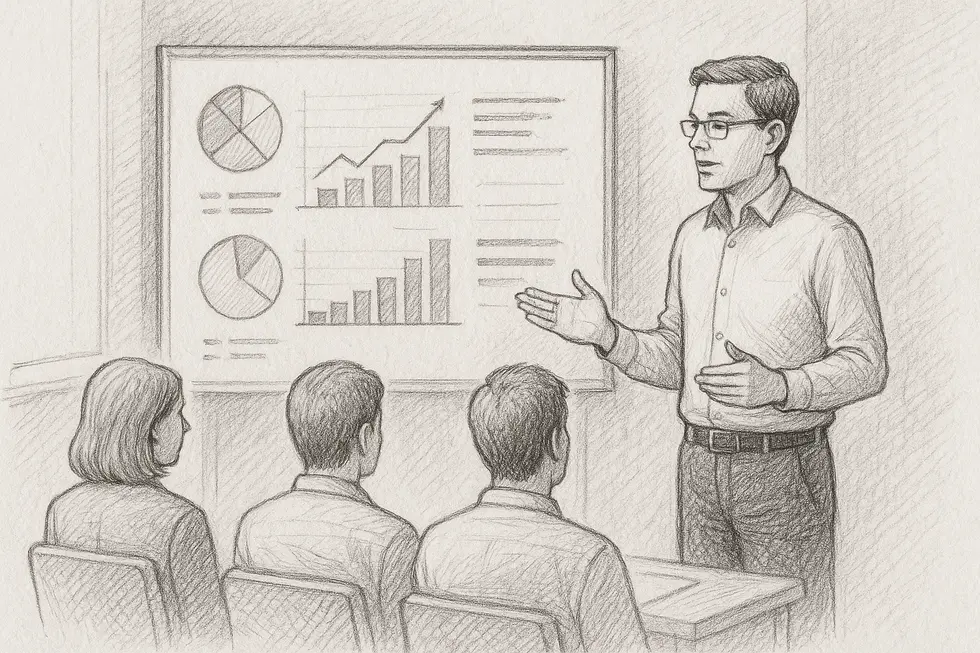 Diễn giả chia sẻ tại một hội thảo về đào tạo nội bộ.