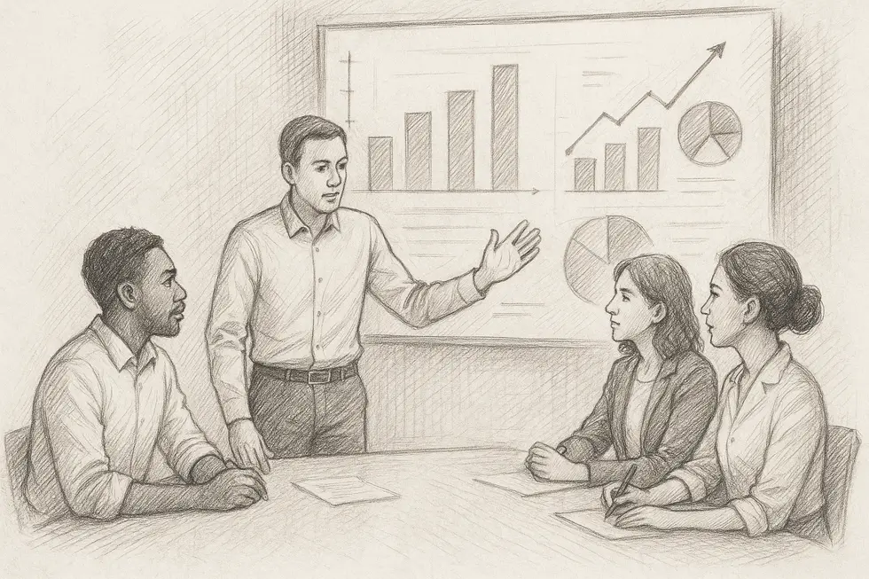 Những người tham gia đang bàn luận về quản lý hiệu suất trong mô hình TPM.