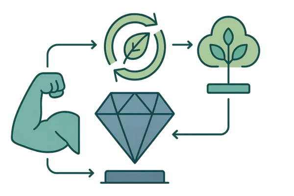 Biểu tượng triết lý quản lý bền vững hiện đại.