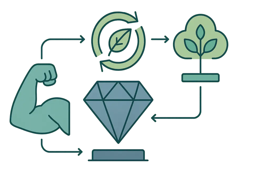 Biểu tượng triết lý quản lý bền vững hiện đại.