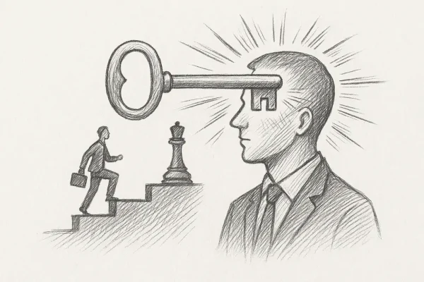 Symbolic illustration of a key unlocking opportunities in leadership.