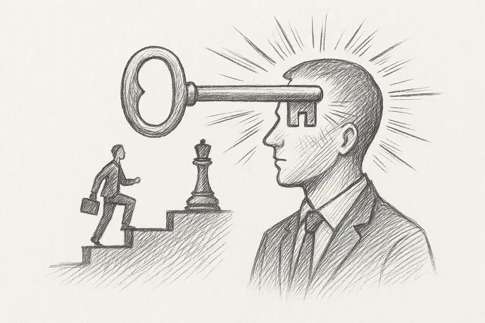 Symbolic illustration of a key unlocking opportunities in leadership.