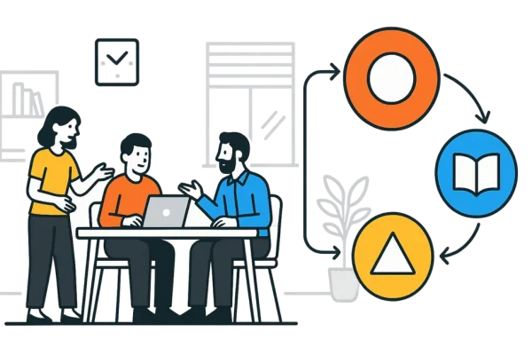 Nhân viên thảo luận trong môi trường học tập tích cực.